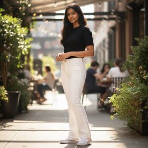 Old Navy Slim Micro-Flare Mid-Rise(8.5”) Women's White Jeans Size-0(27”) EUC